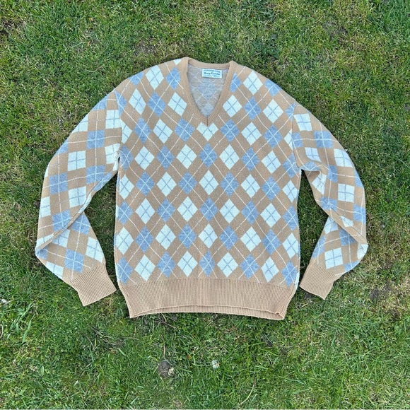 clothes lion Other - Vintage Clothes Lion Argyle Multicolor Pullover V-Neck Sweater Men’s L USA Made